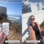 A still from Amanda Balionis's Instagram story from the seaside (via @balionis)